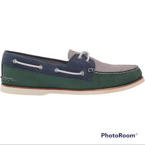 Sperry Men’s Gold Cup Authentic Original 2-Eye Boat Shoe 11.5 W Navy Green Grey